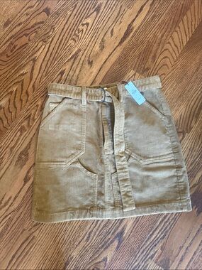 Banana Republic Corduroy Mini Skirt with Self-Tie Belt in Camel